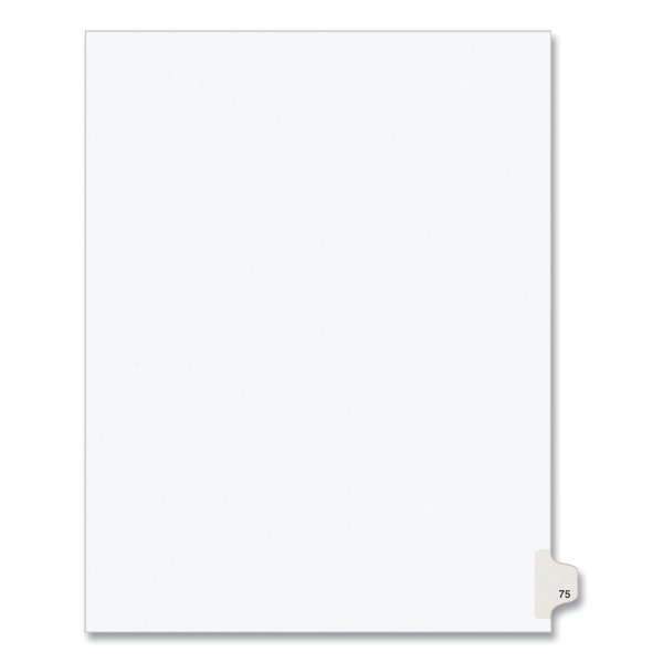 Avery Dennison Numerical Index Tab-75, 8-1/2 x 11", White, PK25 01075